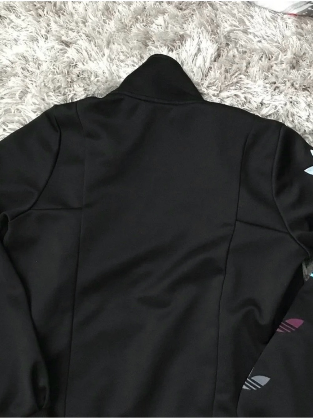 adidas Black Track Jacket with Multicolor Trefoil Sleeve - Picture 5 of 5